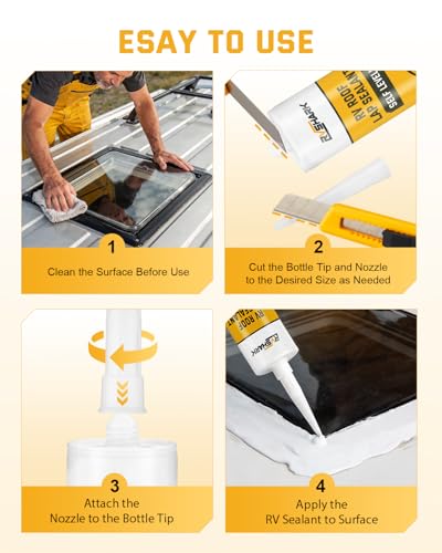 RV Roof Sealant, 2 Pack, Self Leveling Lap Sealant for RV, White