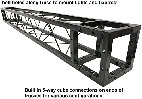 Black Square Metal Arch Truss 8 Ft. Width 7 ft. Height Portable DJ Lighting System Mobile Simple Bolt Connections