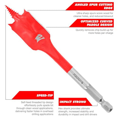 Diablo Spade Bit Set for Wood - 1" Diameter, 6" Length, 1/4 Hex Shank - size: 1" × 6"