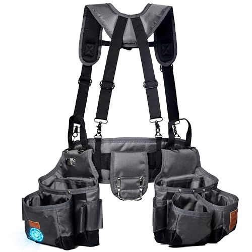 VIDAR TOOLS Tool belt,Tool Belts for Men with Suspenders and Magnetic Tool Pouch.Heavy Duty Carpenter/Construction Tool Belt.