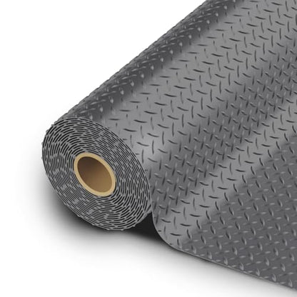 StellarStar 10x25 FT Garage Floor Mat, 2.8mm Thickened PVC Diamond Plate - color: Gray, size: 10x25 FT