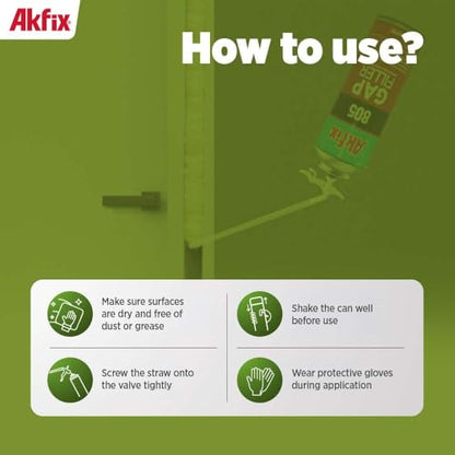 Akfix 805 Gap Filler Expanding Foam Sealant (2x12 Oz.)- Gaps and Cracks Spray Insulation Can, Waterproof Sealant with Straw, Polyurethane Expanding Foam for Window and Door | 12 Oz. 2 Pack - size: 2 Pack