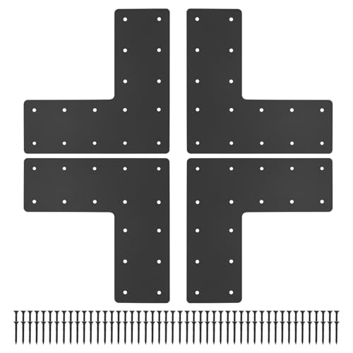 4 Pcs 13.2"x13.2" Steel L Post Brackets, 3MM Thick - size: L shape(13.2''x13.2'')
