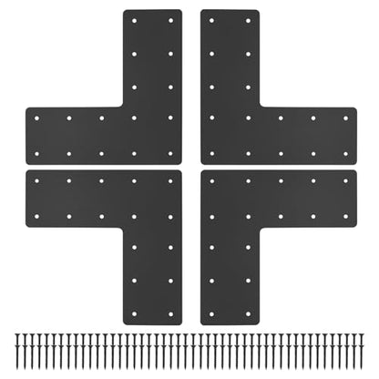 4 Pcs 13.2"x13.2" Steel L Post Brackets, 3MM Thick - size: L shape(13.2''x13.2'')