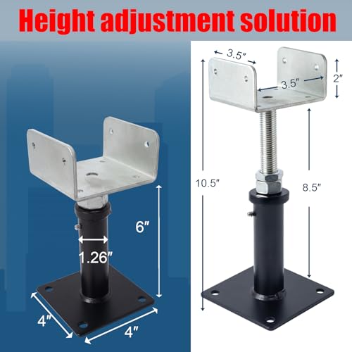 2 Pack U-Shaped Floor Jack - Adjustable Steel Beam Support for 4x2, 4x4, 4x6 Joists Heavy Duty Screw Jack with U-Head Telepost & House Jack.6-8.5 Inch Adjustment Range. - size: 6-9