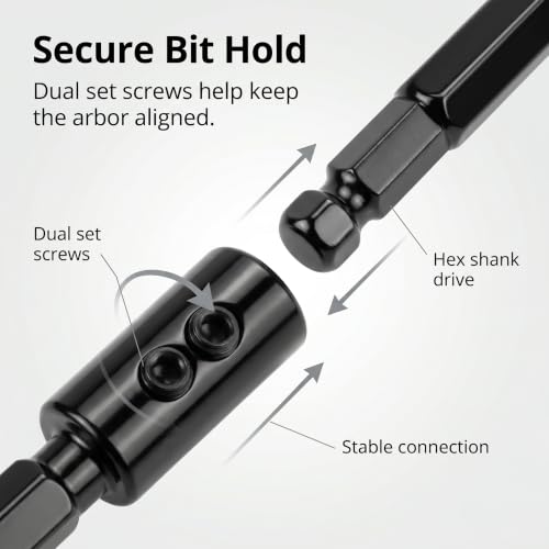 QWORK 12-Inch Hole Saw Extension, 1/2 Inch Hex Shank Drill Bit Extension – Heavy Duty Reach for 3/8" to 7/16" Arbors – Deep Hole Drilling in Wood, Metal & Masonry
