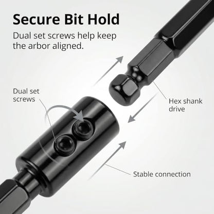 QWORK 12-Inch Hole Saw Extension, 1/2 Inch Hex Shank Drill Bit Extension – Heavy Duty Reach for 3/8" to 7/16" Arbors – Deep Hole Drilling in Wood, Metal & Masonry