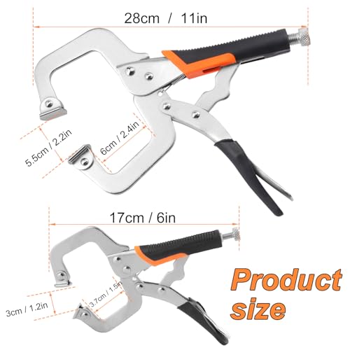 4 Pack 11 & 6 Inch C Clamp Locking Pliers with Swivel Pads