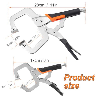4 Pack 11 & 6 Inch C Clamp Locking Pliers with Swivel Pads