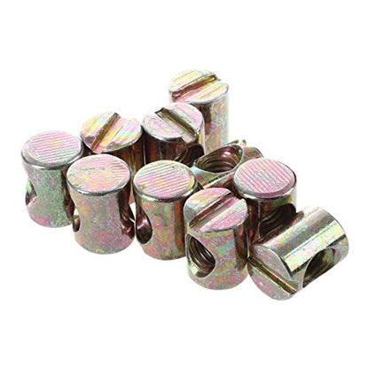 10 Pcs M6 Barrel Bolts Dowel Slotted Furniture Nut for Beds Crib Chairs, Nut & Bolt Assortment Sets