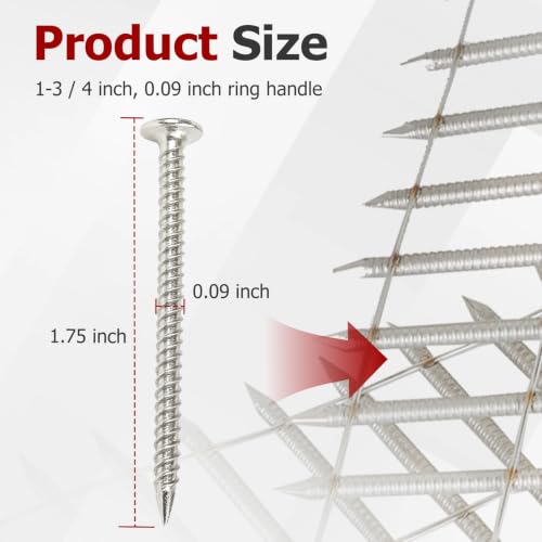 findmall 3600 Count 1-3/4-Inch x .090-Inch Ring Shank 304 Stainless Steel Siding Nails 15-Degree Collated Wire Coil Nails for Wood Siding or Fencing Applications - size: 1-3/4-Inch