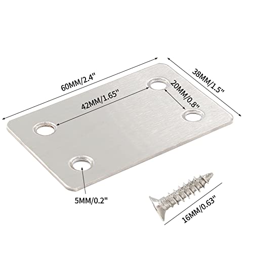 Metal Flat Straight Mending Plates, 2.4x1.5 Inch, 10Pcs