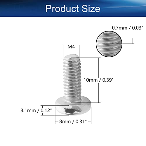 30Pcs M4-0.7 x 10mm Pan Head Phillips Machine Screws - size: M4 x 10mm