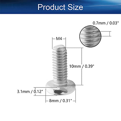 30Pcs M4-0.7 x 10mm Pan Head Phillips Machine Screws - size: M4 x 10mm