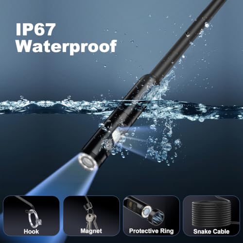 Dual-Lens Endoscope Camera with Light,1920P HD Borescope Inspection Camera