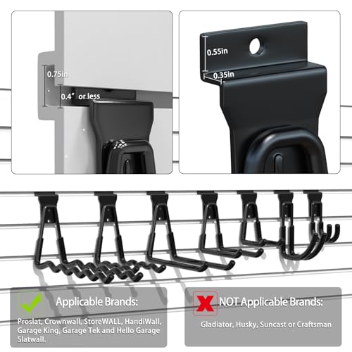 3-H Slatwall Hooks 10 Pack Heavy Duty Multi Sizes, Slatwall Accessories - color: Black, size: 10