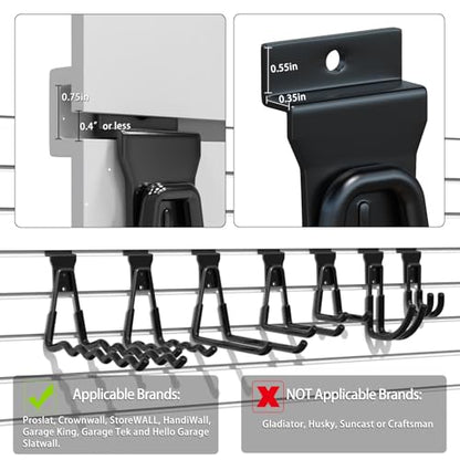 3-H Slatwall Hooks 10 Pack Heavy Duty Multi Sizes, Slatwall Accessories - color: Black, size: 10