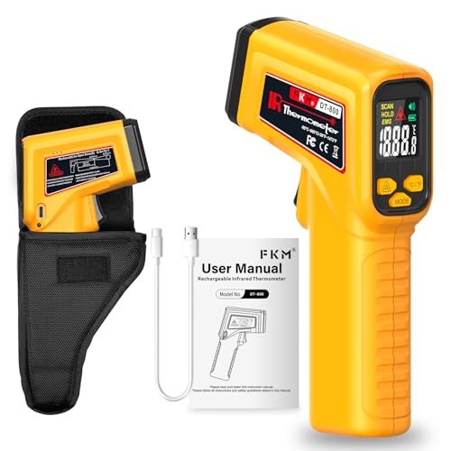 FKM Rechargeable Infrared Thermometer Gun,13-Point Laser-High Precision - color: Amber