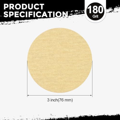 50Pcs Sanding Discs 3In 180Grit Hook and Loop Sandpapers Yellow - color: Yellow, size: 3 Inch(180 Grit)