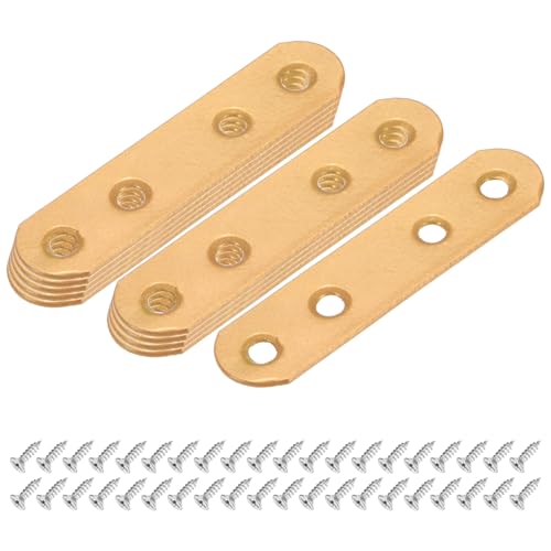 M METERXITY 10-Pack Flat Straight Brackets 2.95x0.71in, Gold - color: Gold, size: 75mm