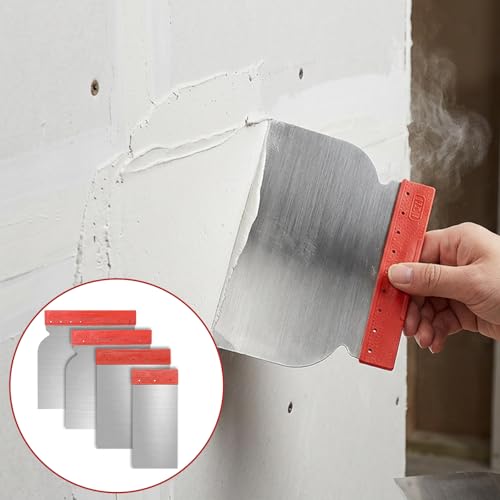 4Pcs Stainless Steel Body Filler Spreader, 4 Sizes Metal Putty Knife