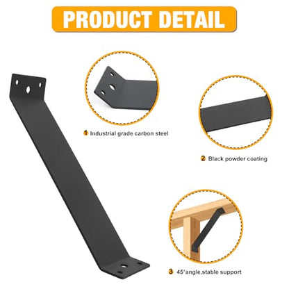 45-Degree Angle Bracket,4pcs 11"x3" Corner Brace Support - size: 11" x 3"