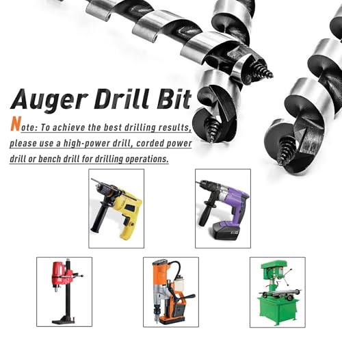 1/2 Inch x 6 Inch Long Ship Auger Drill Bit Set for Wood - size: 1/2"x6"