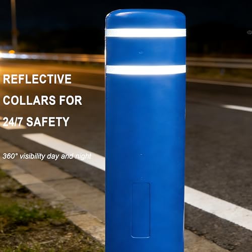 OrangeStar Bollard Cover 6" x 46" Blue with 2 Reflective Collars - color: Blue, size: 6"x46"