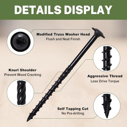 LIONMAX Lag Screws 4 Inch, Structural Wood Screws #14 x 4, 100-PCS, Black - color: Black, size: #14 x 4"
