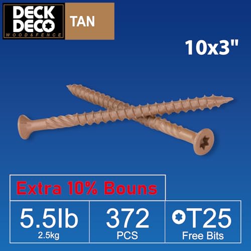 Deck DECOWood Screws #10 x 3 Exterior Deck Screws,372pcs(Approx) 5.5lb/Box - size: #10x3"