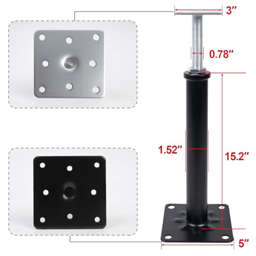 4-Pack House Floor Jacks, 16–20 Inch Adjustable Steel Posts, Black - color: Black(4 Pack), size: 16"-20"