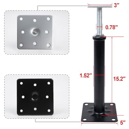 4-Pack House Floor Jacks, 16–20 Inch Adjustable Steel Posts, Black - color: Black(4 Pack), size: 16"-20"