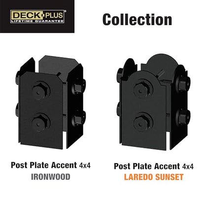 Deck Plus Ironwood Faux Post Base Kit, 4in x 4in, 1 Kit, Black