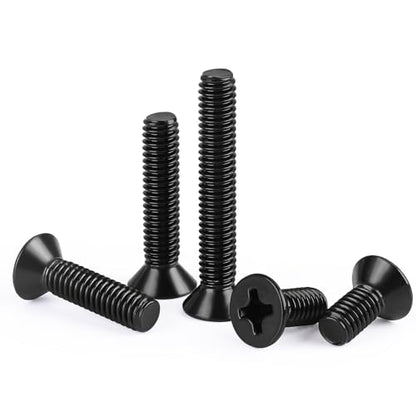 M4 x 10mm Flat Countersunk Head Machine Screws, Cross Screw, 304 Stainless Steel 18-8, Black Finish, 50 PCS - size: M4 x 10mm