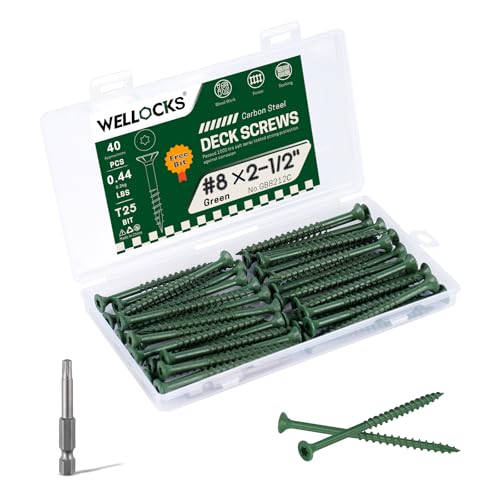 WELLOCKS #8 x 2-1/2 in Green Deck Screws, 0.44 lb Trial Size - size: #8×2-1/2", style: Trial size 0.44LBS