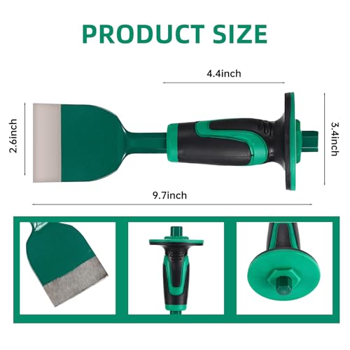 Heavy Duty Masonry 12 Inch Point and Flat Chisel, 9 Inch Brick Chisel Set - size: 9 Inch & 12 Inch