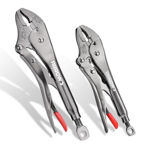 ARROW 2PCS Curved Jaw Locking Pliers Set 7" & 10" - size: 7&10inch