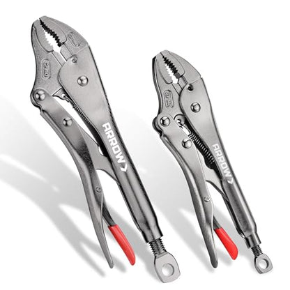 ARROW 2PCS Curved Jaw Locking Pliers Set 7" & 10" - size: 7&10inch