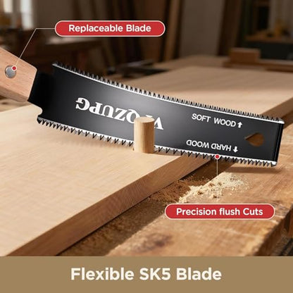 2 Pack Japanese Saw 6 Inch, 17/11 TPI Pull Saw for Woodworking Tools