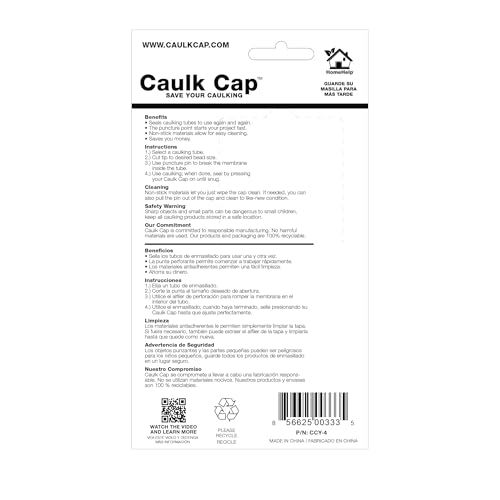 CCY Caulk Saver, Reusable Tube Sealer with Puncture Pin, 4 Pack