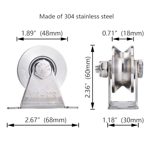 V Type Stainless Steel Groove Wheel Wall-Mounted Ceiling Lifting Pulley - size: 2 Pack V Type