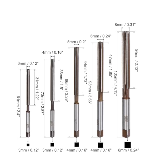 uxcell 9pcs Hand Reamers Set 3mm 4mm 5mm 6mm 8mm 10mm 12mm 14mm 16mm H8 Metric Alloy Steel Reamer Bit Straight Flutes Steel Cutting Tool for Metal Wood Hole Reaming - style: H8