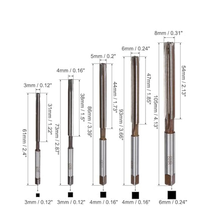 uxcell 9pcs Hand Reamers Set 3mm 4mm 5mm 6mm 8mm 10mm 12mm 14mm 16mm H8 Metric Alloy Steel Reamer Bit Straight Flutes Steel Cutting Tool for Metal Wood Hole Reaming - style: H8