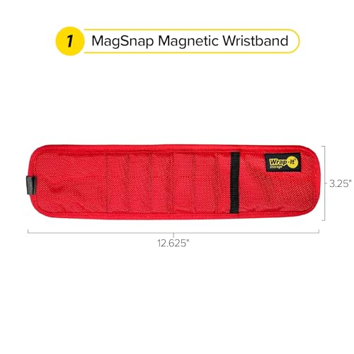 MagSnap Magnetic Wristband by Wrap-It Storage - Red - color: Red