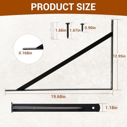 HOME MASTER HARDWARE 20x13 Inch Heavy Duty Shelf Brackets, Black 4 Pack - color: Black, size: 20 inch x 13 inch-4pcs