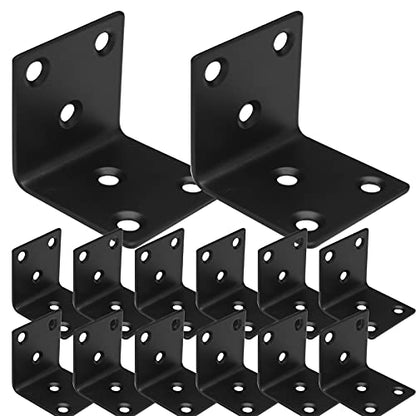 20Pcs Stainless Steel Angle Brackets, 1.5"x1.5"x1.5" Black L Brackets for Wood, 40MM 1.5Inch Heavy Duty Wide Corner Bracket Metal Corner Brace 90Degree L Shape Bracket for Wooden Frame Bed Furniture - style: Black