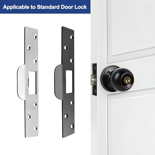 Extra-Long Door Strike Plate, Extended Length/Height - color: Matte Black, size: 2 Pack