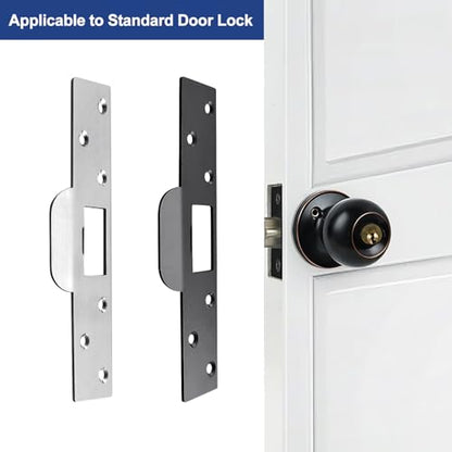 Extra-Long Door Strike Plate, Extended Length/Height - color: Matte Black, size: 2 Pack