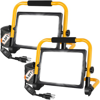 2 Pack 7200LM LED Work Light with Switch, IP66 for Garage Workshop - size: 60W-2P