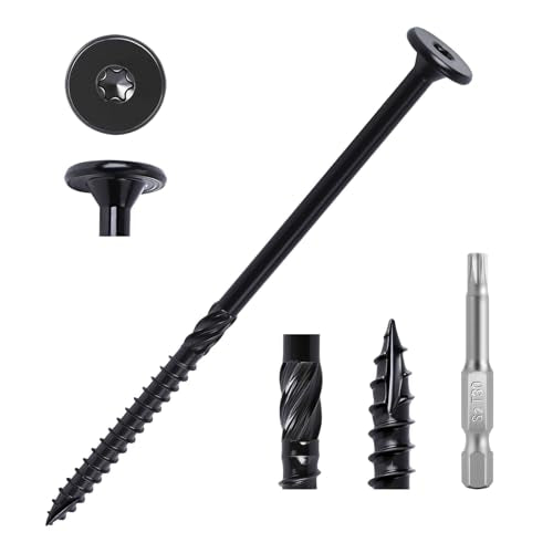 Wood Screws #14 x 6 55PCS, FIXLINK Deck Screws Epoxy Coated Torx Drive - size: #14 x 6"